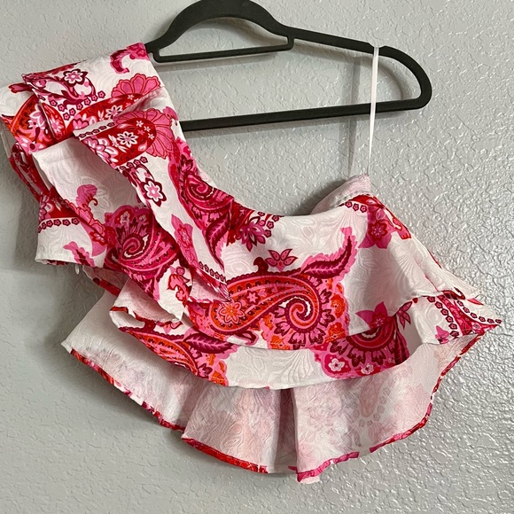 Shein Pink Two Piece Skirt Set with Bold Pink and White Floral Print - Picture 14 of 14